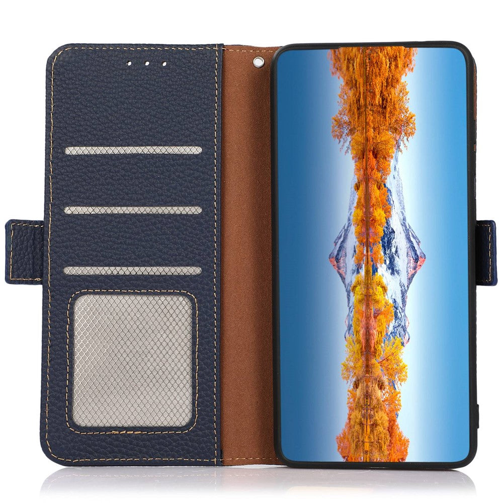 KHAZNEH For Xiaomi Redmi Note 13 Pro 4G / Poco M6 Pro 4G Wallet Case RFID Blocking Genuine Cow Leather Phone Cover