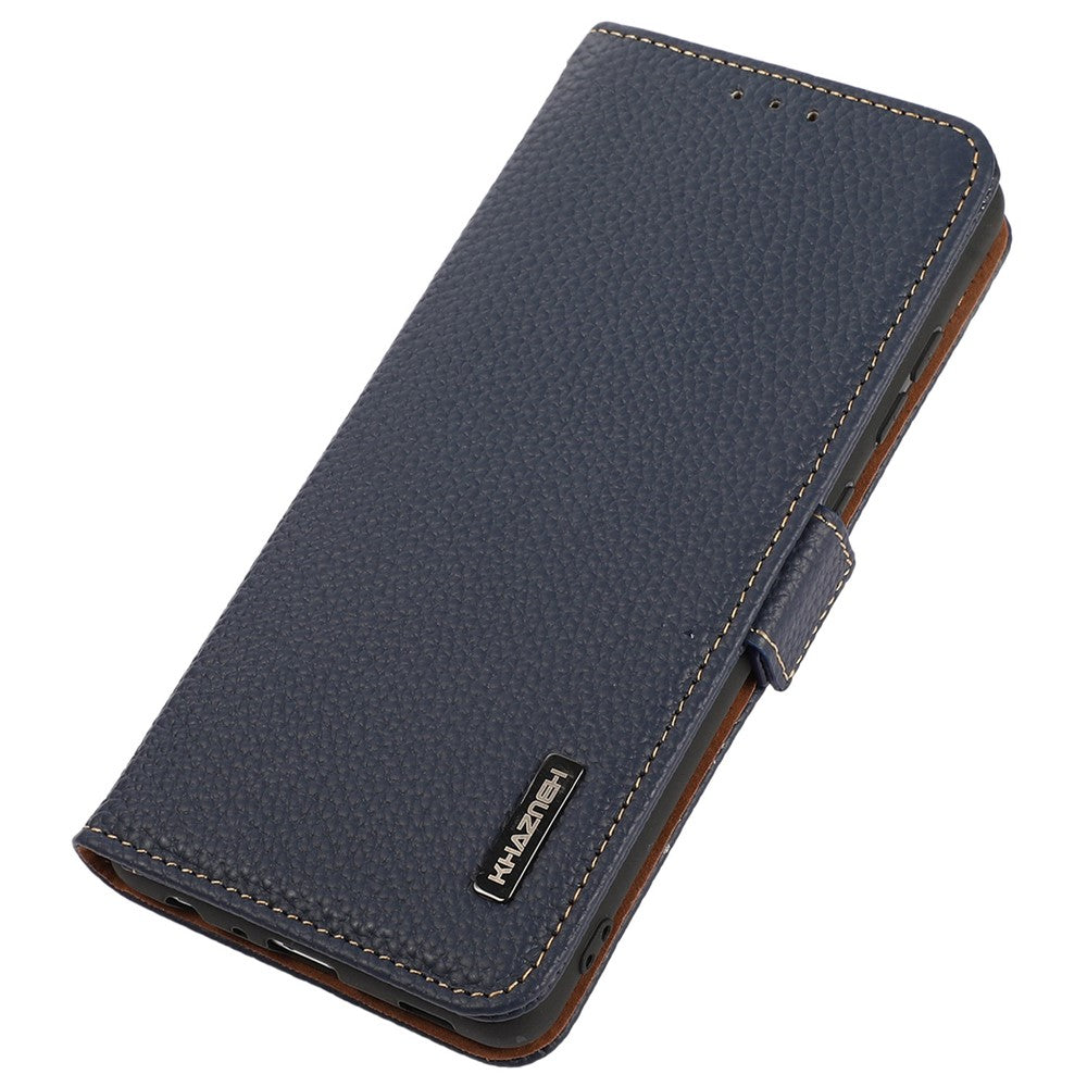 KHAZNEH For Xiaomi Redmi Note 13 Pro 4G / Poco M6 Pro 4G Wallet Case RFID Blocking Genuine Cow Leather Phone Cover