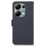KHAZNEH For Xiaomi Redmi Note 13 Pro 4G / Poco M6 Pro 4G Wallet Case RFID Blocking Genuine Cow Leather Phone Cover