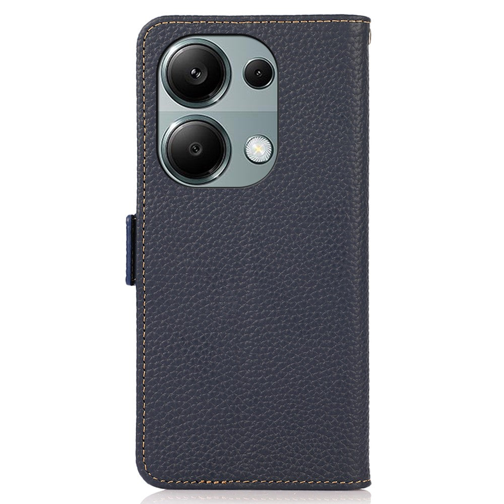 KHAZNEH For Xiaomi Redmi Note 13 Pro 4G / Poco M6 Pro 4G Wallet Case RFID Blocking Genuine Cow Leather Phone Cover