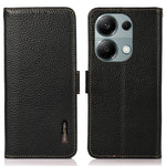 KHAZNEH For Xiaomi Redmi Note 13 Pro 4G / Poco M6 Pro 4G Wallet Case RFID Blocking Genuine Cow Leather Phone Cover