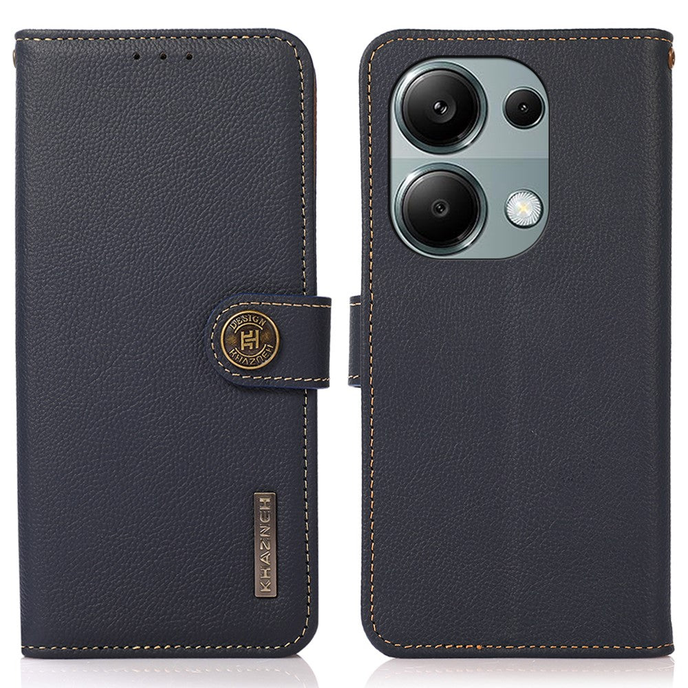 KHAZNEH For Xiaomi Redmi Note 13 Pro 4G / Poco M6 Pro 4G Case Genuine Cow Leather+TPU Stand Phone Cover