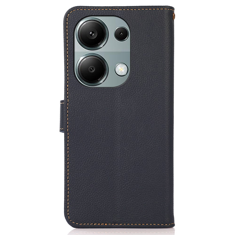KHAZNEH For Xiaomi Redmi Note 13 Pro 4G / Poco M6 Pro 4G Case Genuine Cow Leather+TPU Stand Phone Cover
