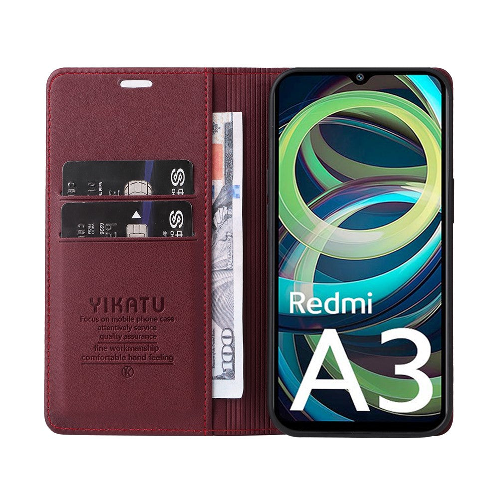 YIKATU YK-001 For Xiaomi Redmi A3 4G / Poco C61 4G Case Hidden Magnetic Adsorption Leather Phone Cover