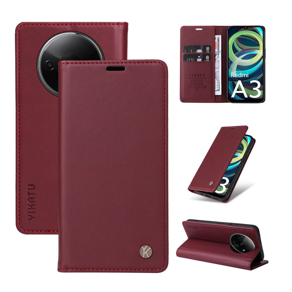 YIKATU YK-001 For Xiaomi Redmi A3 4G / Poco C61 4G Case Hidden Magnetic Adsorption Leather Phone Cover
