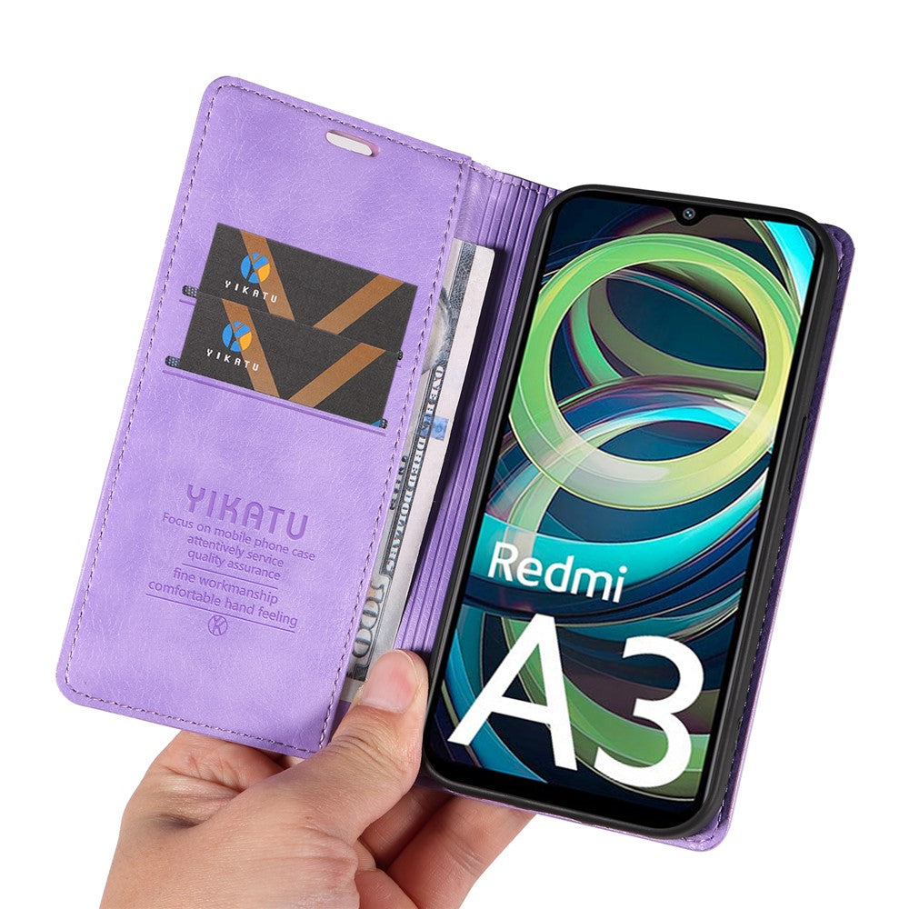 YIKATU YK-006 For Xiaomi Redmi A3 4G / Poco C61 4G Case Folio PU Leather Magnetic Absorption Phone Cover
