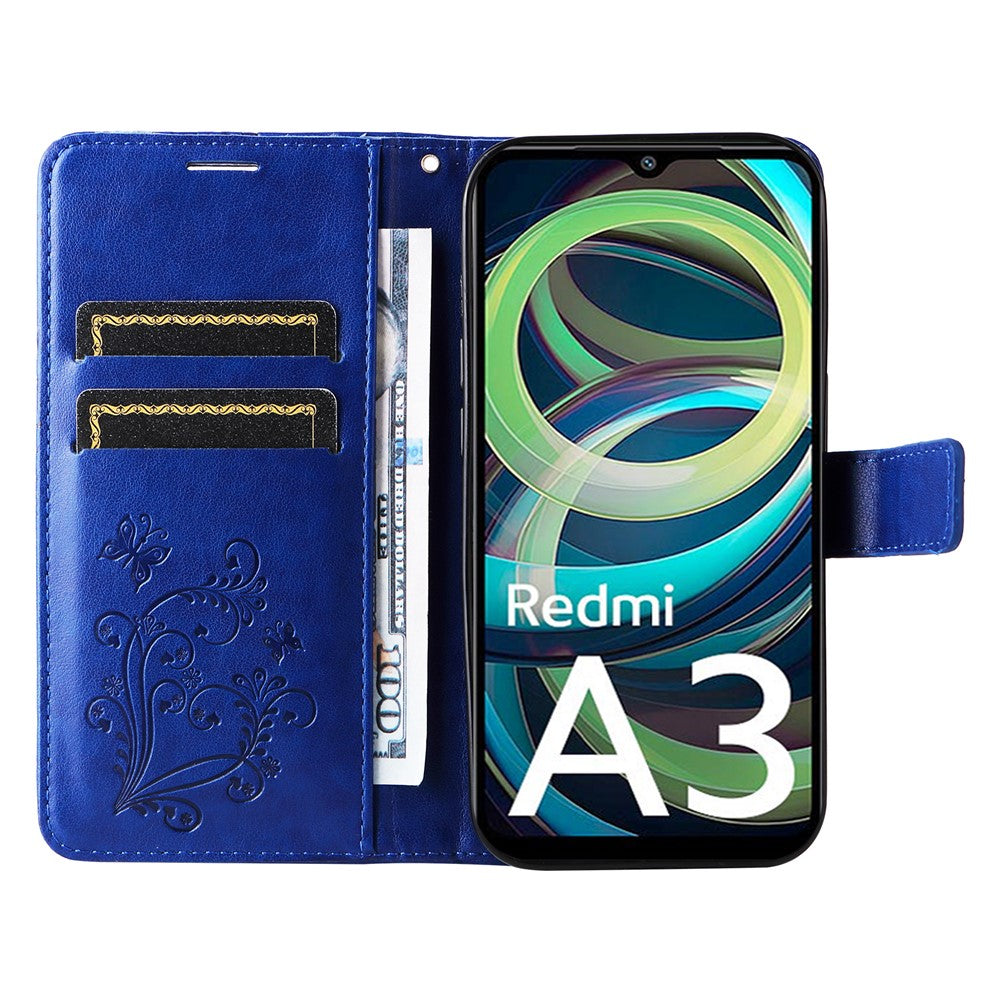 For Xiaomi Redmi A3 4G / Poco C61 4G Wallet Case Floral Butterfly Imprinted Leather Phone Cover Stand