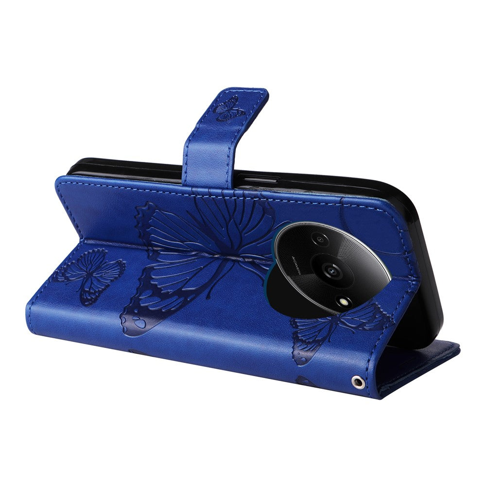 For Xiaomi Redmi A3 4G / Poco C61 4G Wallet Case Floral Butterfly Imprinted Leather Phone Cover Stand