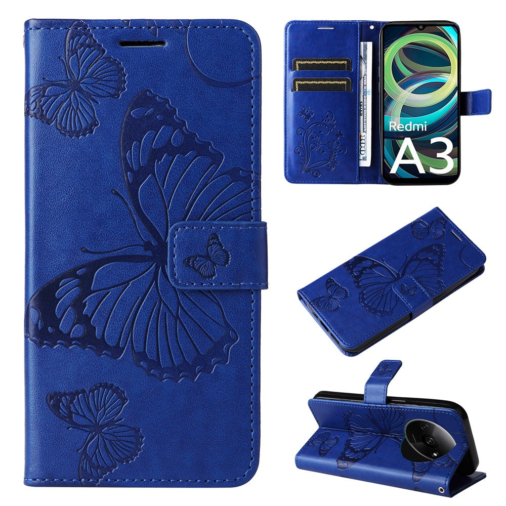 For Xiaomi Redmi A3 4G / Poco C61 4G Wallet Case Floral Butterfly Imprinted Leather Phone Cover Stand