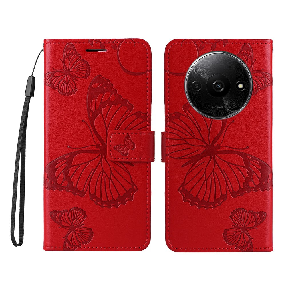 For Xiaomi Redmi A3 4G / Poco C61 4G Wallet Case Floral Butterfly Imprinted Leather Phone Cover Stand