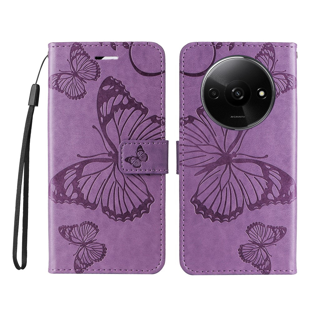 For Xiaomi Redmi A3 4G / Poco C61 4G Wallet Case Floral Butterfly Imprinted Leather Phone Cover Stand