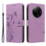 For Xiaomi Redmi A3 / Poco C61 4G PU Leather Cases Flower Pattern Wallet Stand Phone Cover with Strap