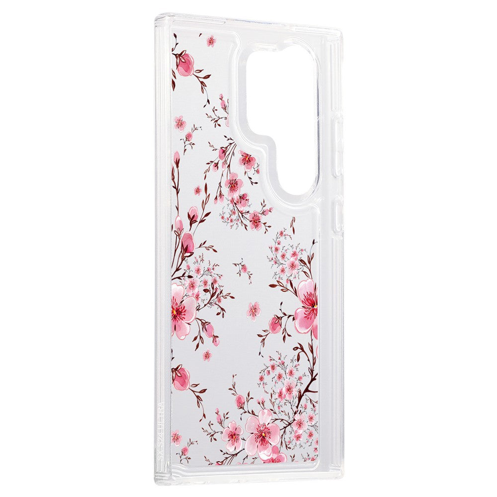 For Samsung Galaxy S23 Ultra Clear Case TPU Airbag Protection Back Phone Cover with Flower Pattern