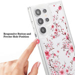 For Samsung Galaxy S23 Ultra Clear Case TPU Airbag Protection Back Phone Cover with Flower Pattern