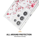 For Samsung Galaxy S23 Ultra Clear Case TPU Airbag Protection Back Phone Cover with Flower Pattern