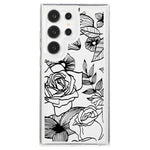 For Samsung Galaxy S23 Ultra Clear Case TPU Airbag Protection Back Phone Cover with Flower Pattern