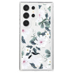 For Samsung Galaxy S23 Ultra Clear Case TPU Airbag Protection Back Phone Cover with Flower Pattern