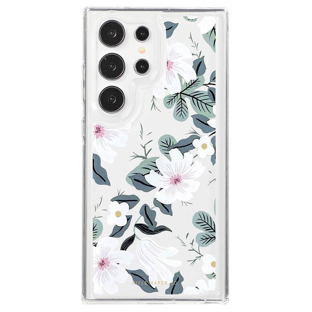 For Samsung Galaxy S23 Ultra Clear Case TPU Airbag Protection Back Phone Cover with Flower Pattern