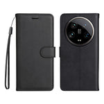 For Xiaomi 14 Ultra Case Solid Color Leather Mobile Cover Wallet Stand with Strap