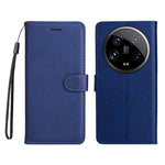 For Xiaomi 14 Ultra Case Solid Color Leather Mobile Cover Wallet Stand with Strap