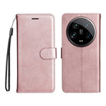 For Xiaomi 14 Ultra Case Solid Color Leather Mobile Cover Wallet Stand with Strap