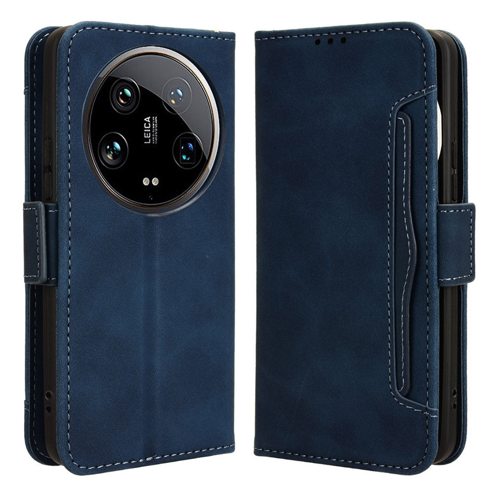 For Xiaomi 14 Ultra Case with Multiple Card Holders TPU Interior Protective PU Leather Cover