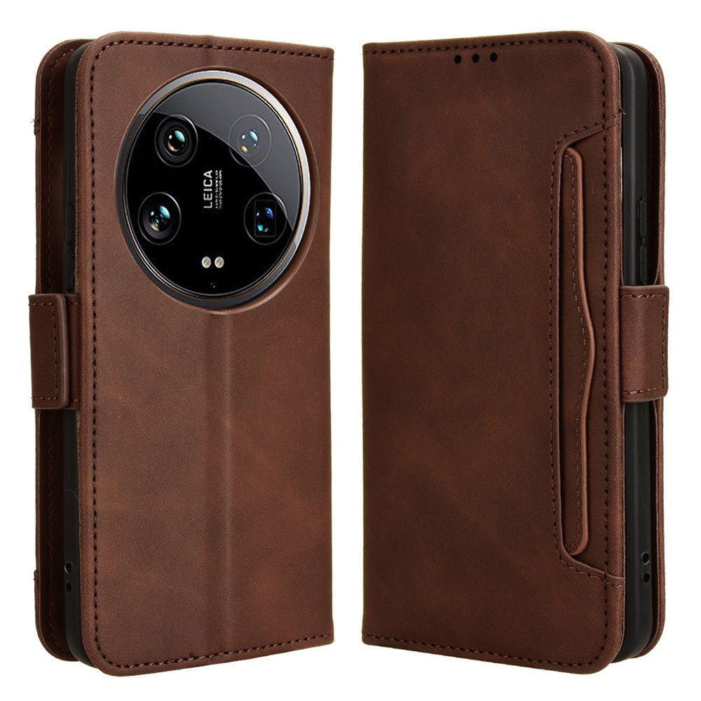 For Xiaomi 14 Ultra Case with Multiple Card Holders TPU Interior Protective PU Leather Cover