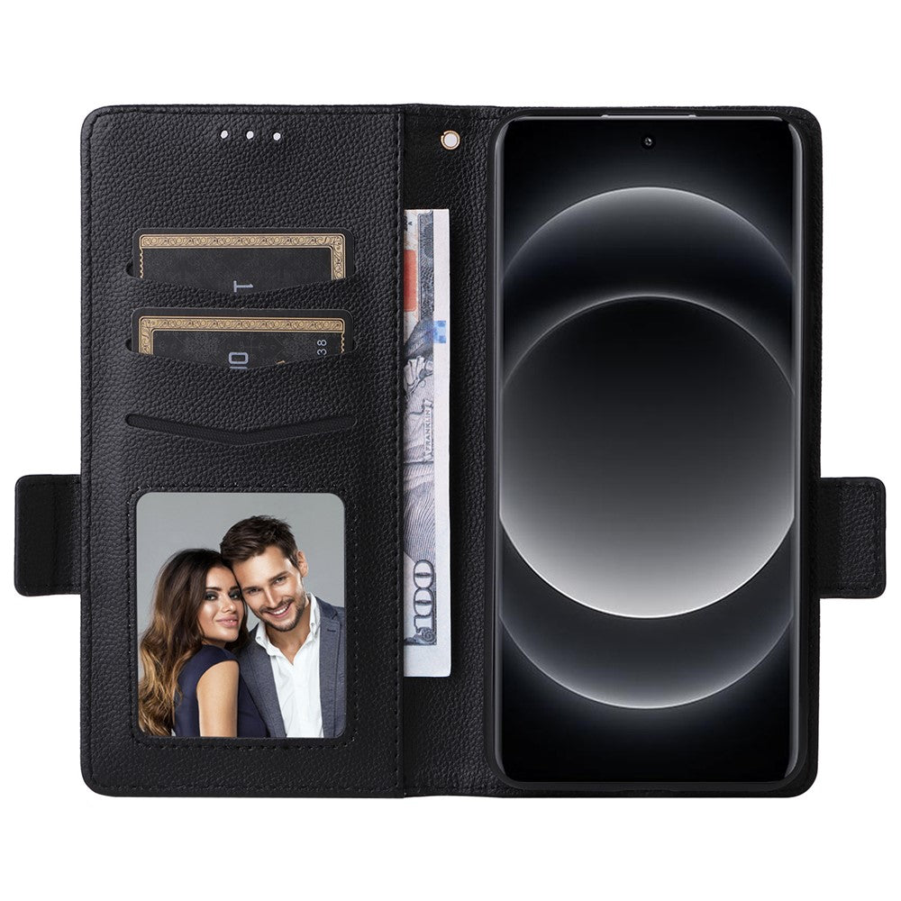 For Xiaomi 14 Ultra Case with Wrist Strap Litchi Texture PU Leather Wallet Phone Cover