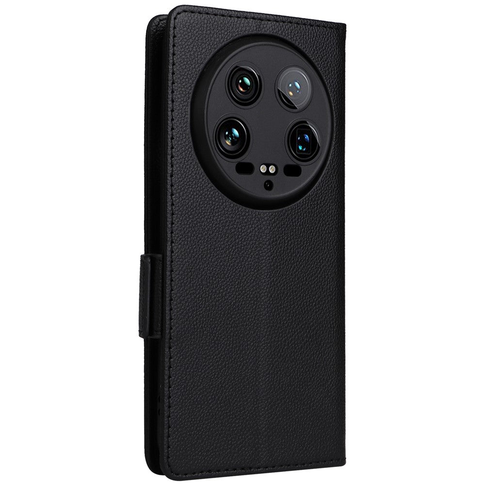For Xiaomi 14 Ultra Case with Wrist Strap Litchi Texture PU Leather Wallet Phone Cover