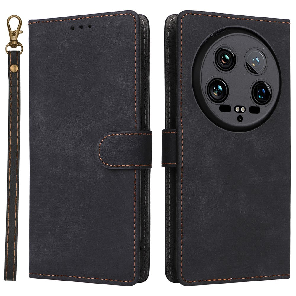 Xiaomi 14 Ultra mobilskal med handrem PU-läder RFID-blockerande plånboksfodral