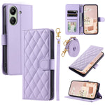 For Xiaomi Redmi 13C 4G / Poco C65 4G Case Wallet Rhombus Grid Pattern Phone Cover with Hand Strap