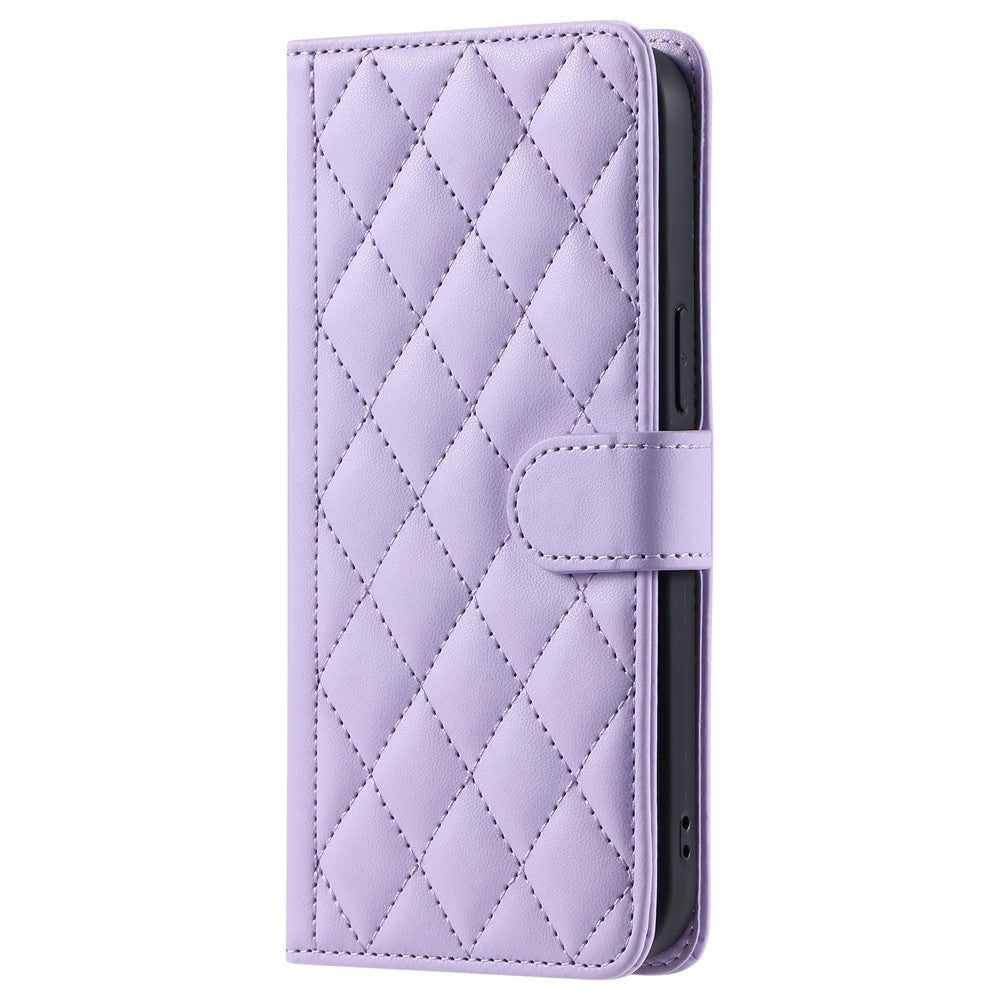 For Xiaomi Redmi 13C 4G / Poco C65 4G Case Wallet Rhombus Grid Pattern Phone Cover with Hand Strap