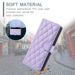 For Xiaomi Redmi 13C 4G / Poco C65 4G Case Wallet Rhombus Grid Pattern Phone Cover with Hand Strap