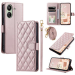 For Xiaomi Redmi 13C 4G / Poco C65 4G Case Wallet Rhombus Grid Pattern Phone Cover with Hand Strap