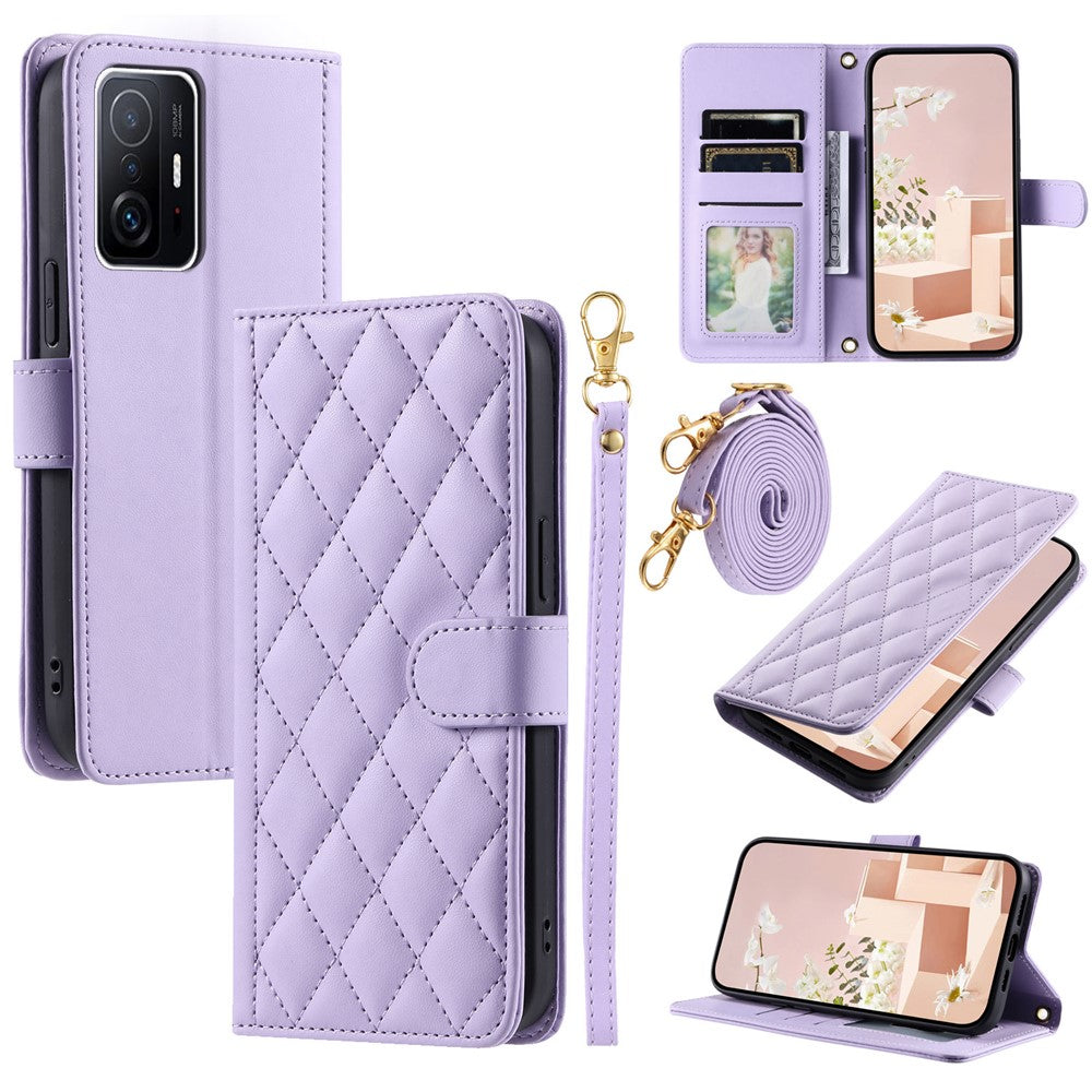 For Xiaomi 11T / 11T Pro Leather Case Wallet Card Holder Phone Cover with Shoulder Strap
