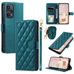 For Xiaomi Poco F5 5G / Redmi Note 12 Turbo Magnetic Case Rhombus Grid Leather Cover with Wrist Strap
