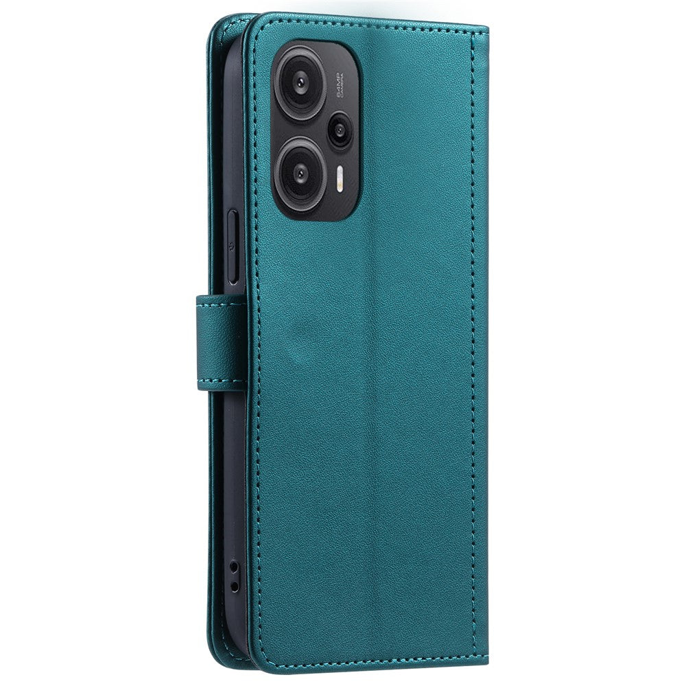For Xiaomi Poco F5 5G / Redmi Note 12 Turbo Magnetic Case Rhombus Grid Leather Cover with Wrist Strap