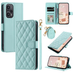 For Xiaomi Poco F5 5G / Redmi Note 12 Turbo Magnetic Case Rhombus Grid Leather Cover with Wrist Strap