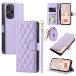 For Xiaomi Poco F5 5G / Redmi Note 12 Turbo Magnetic Case Rhombus Grid Leather Cover with Wrist Strap