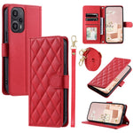 For Xiaomi Poco F5 5G / Redmi Note 12 Turbo Magnetic Case Rhombus Grid Leather Cover with Wrist Strap