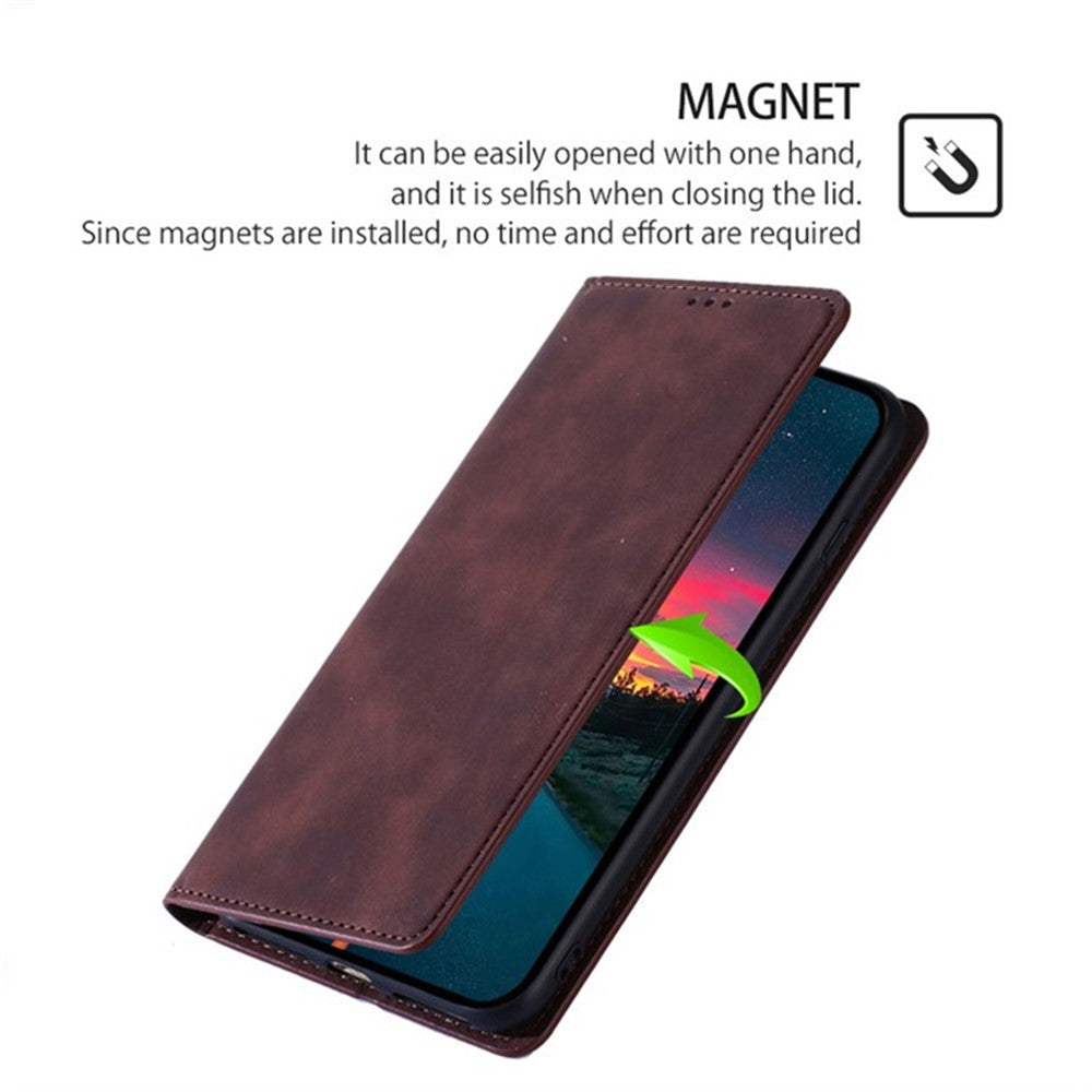 Xiaomi Redmi Note 13 Pro+ 5G-skal med hudkontakt i PU-läder, korthållare, mobilskal