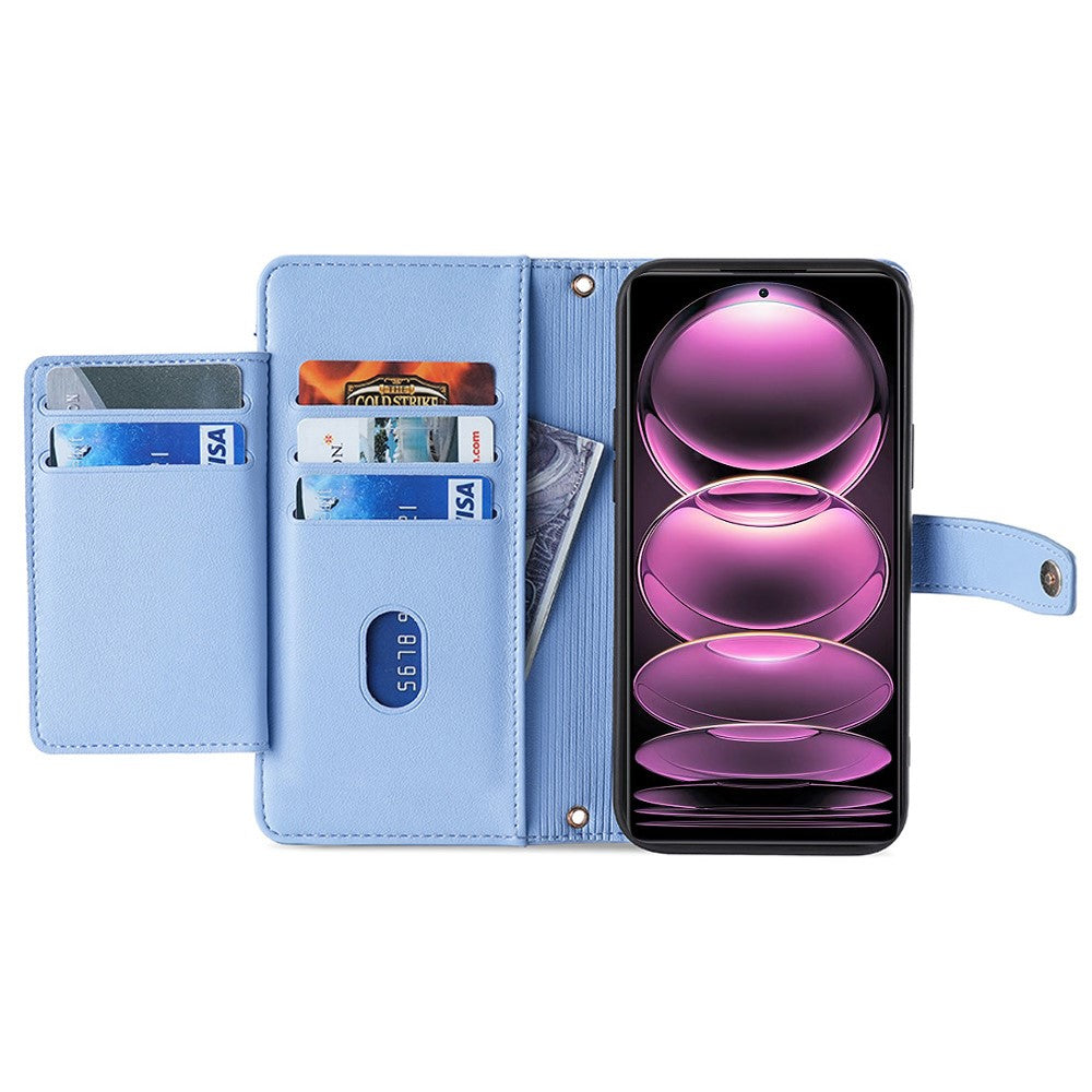 For Xiaomi Redmi Note 13 4G Cover Drop-proof Protection Leather Phone Case with 2 Straps