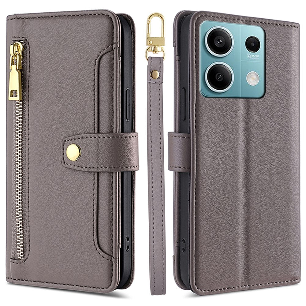 For Xiaomi Redmi Note 13 4G Cover Drop-proof Protection Leather Phone Case with 2 Straps
