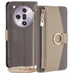 For Oppo Find X7 5G Cell Phone Case Zipper Pocket Crossbody Cover with Makeup Mirror
