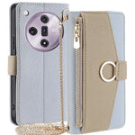 For Oppo Find X7 5G Cell Phone Case Zipper Pocket Crossbody Cover with Makeup Mirror