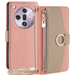 For Oppo Find X7 5G Cell Phone Case Zipper Pocket Crossbody Cover with Makeup Mirror