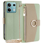 For Xiaomi Redmi Note 13 4G Case PU Leather Zipper Wallet Phone Cover with Makeup Mirror