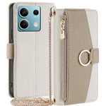 For Xiaomi Redmi Note 13 4G Case PU Leather Zipper Wallet Phone Cover with Makeup Mirror