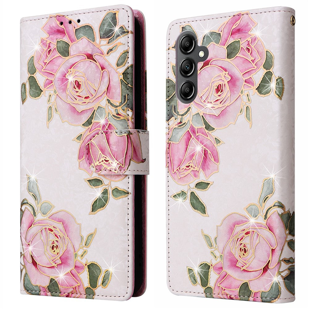Til Samsung Galaxy A15 4G / 5G Læder Cover RFID Blokerende Flip Folio Lakeret Telefon Etui