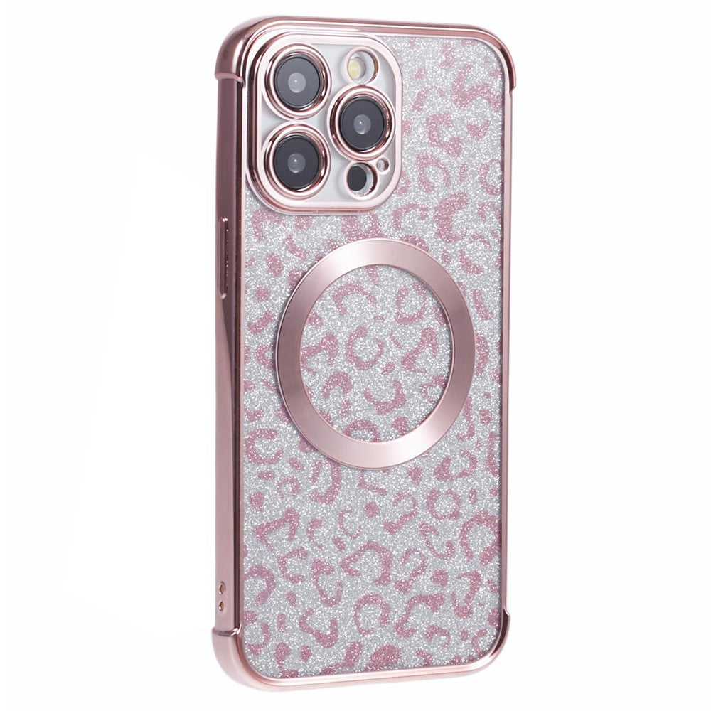 HRF-serie magnetisk cover til iPhone 12 Pro med galvaniseret leopardprint i TPU